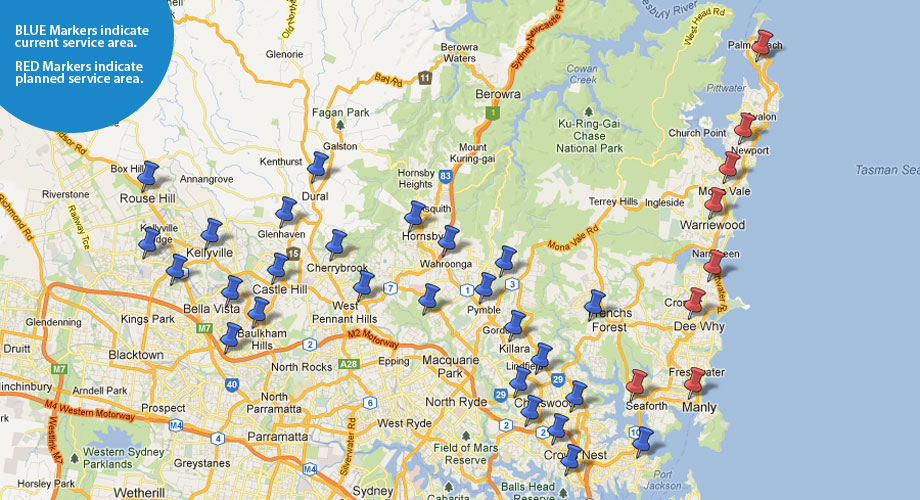 window cleaning service sydney map